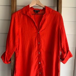 Linen Button Down with Button Detail Back